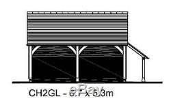 CH2GL Oak Frame Garage Building/Cart Lodge Self Assembly Kit with Log Store