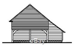 CH4HAL Oak Frame Garage/Cart Lodge Building Kit 4-Bay/Side Aisle/Log Store