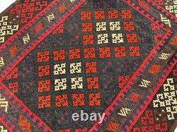 COLLECTOR's Piece Geometrical Design Vintage Afghan Handmade Wool Bohemian Rug