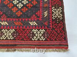 COLLECTOR's Piece Geometrical Design Vintage Afghan Handmade Wool Bohemian Rug