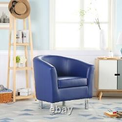 Camden Premium Royal Blue Leather Tub Chair Armchair Dining Living Room Office