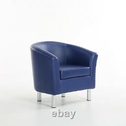 Camden Premium Royal Blue Leather Tub Chair Armchair Dining Living Room Office