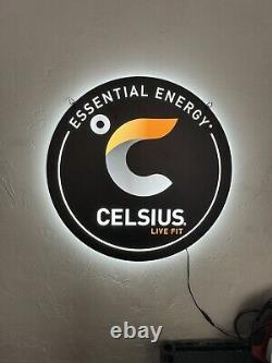 Celsius Energy LED Hanging Sign Works Great, Huge Ad For Store Or Garage
