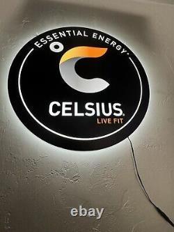 Celsius Energy LED Hanging Sign Works Great, Huge Ad For Store Or Garage