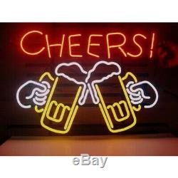 Cheers Glass Neon light Sign Beer Bar Store Garage Party Pub 17X14