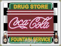 Coca Cola Drug General Store Fountain Service Old Sign Remake Banner Mural Art