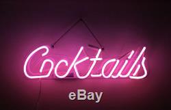 Cocktails Glass Neon light Sign Beer Bar Store Garage Party Pub Display 21x6