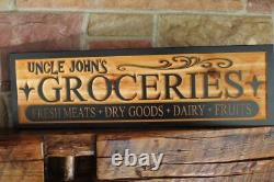 Custom Groceries General Store Sign / Rustic Carved Wooden Farmhouse Style Décor