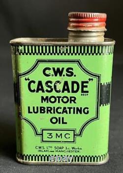 Cws Cascade Motor Lubricating Oil Vintage Garage Advertising Display Tin Can