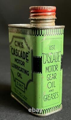 Cws Cascade Motor Lubricating Oil Vintage Garage Advertising Display Tin Can