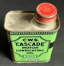 Cws Cascade Motor Lubricating Oil Vintage Garage Advertising Display Tin Can