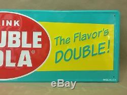 Double Cola Sign Drink Diner Store Garage Metal Tin Gasoline Embossed New