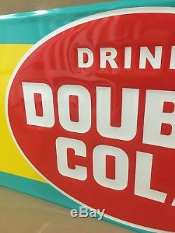 Double Cola Sign Drink Diner Store Garage Metal Tin Gasoline Embossed New