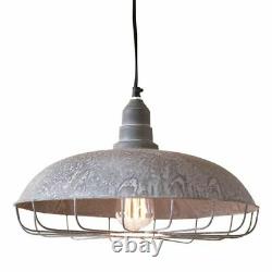 Farmhouse Supply Store Hanging Light in Weathered Zinc