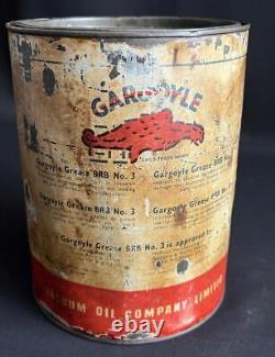 GARGOYLE VACUUM MOBIL OIL GREASE TIN No3 VINTAGE PETROL GARAGE ADVERTISING CAN