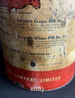 GARGOYLE VACUUM MOBIL OIL GREASE TIN No3 VINTAGE PETROL GARAGE ADVERTISING CAN