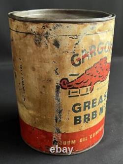 GARGOYLE VACUUM MOBIL OIL GREASE TIN No3 VINTAGE PETROL GARAGE ADVERTISING CAN