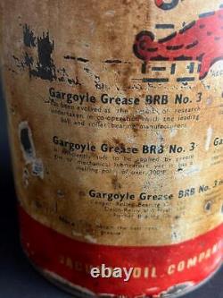 GARGOYLE VACUUM MOBIL OIL GREASE TIN No3 VINTAGE PETROL GARAGE ADVERTISING CAN