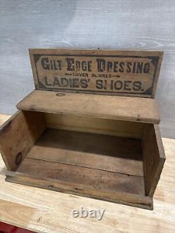 Gilt Edge Ladies Dressing Advertising Wooden Box Crate Store Display Flip Top