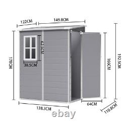 Grey Plastic Outdoor Garden Storage Shed +Lockable Door Tool Log Store Container