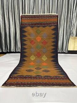 Handmade Afghan Antique Geometric Tribal Bohemian Wool Bedroom Office Kilim Rug