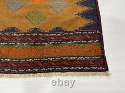 Handmade Afghan Antique Geometric Tribal Bohemian Wool Bedroom Office Kilim Rug