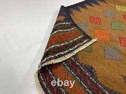 Handmade Afghan Antique Geometric Tribal Bohemian Wool Bedroom Office Kilim Rug