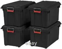 IRIS 82 Quart WEATHERTIGHT Storage Box, Store-It-All Utility Tote, 2 Pack! Black