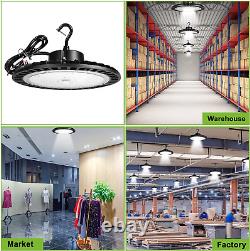 LED High Bay Light 150W Dimmable UFO Commercial Lighting Fixture 5000K Plug-In E