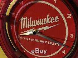 Milwaukee Drill Saw Carpenter Shop Store Garage Man Cave Neon Wall Clock Sign