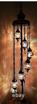 New 1/3/5/7 Glass Turkish Moroccan Style Glass Floor/Table Lamp UK Certified