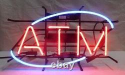 New ATM Store Business Neon Lamp Sign 20x16 Light Real Glass Garage Pub