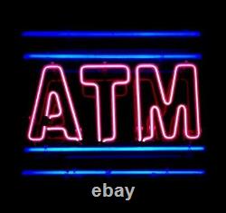 New ATM Store Shop Neon Lamp Sign 20x16 Light Real Glass Garage Bar Pub