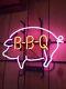 New Bbq Pig Pork Neon Lamp Sign 20x16 Light Real Glass Garage Bar Pub Store