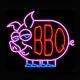 New Bbq Pig Store Bar Neon Light Sign 17x14 Lamp Real Glass Cave Decor Garage