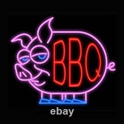 New BBQ Pig Store Bar Neon Sign 17x14 Light Lamp Glass Cave Decor Garage LL