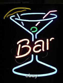 New Bar Martini Glass Neon Lamp Sign 20x16 Light Glass Garage Bar Pub Store