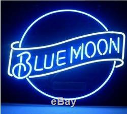 New Blue Moon Lamps Bar Neon Sign 17x14 Beer Light Glass Store Garage Display