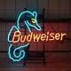 New Budweiser Sea Horse Neon Sign 17x14 Beer Light Glass Store Garage Display