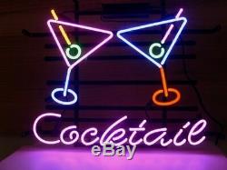 New Cocktail Martini Bar Neon Sign 17x14 Beer Light Glass Store Garage Display