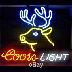 New Coors Light Deer Bar Neon Sign 17x14 Beer Lamps Glass Store Garage Display