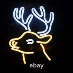 New Deer Head Store Neon Lamp Sign 20x16 Light Glass Garage Bar Pub Shop