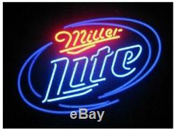 New Miller Lite Beer Neon Sign 17x14 Lamps Light Glass Store Garage Display
