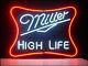 New Miller Lite High Life Neon Sign 17x14 Light Glass Store Garage Display