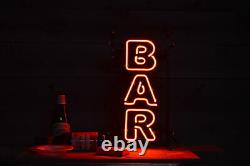 New Red Bar Beer Store Neon Lamp Sign 20x10 Light Real Glass Garage Bar Pub