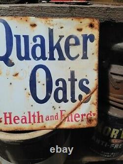 Old vintage Quaker Oats metal sign gas station garage general store