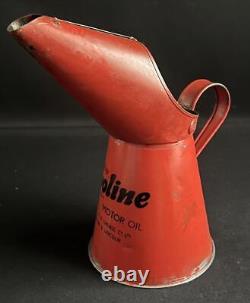 Ovoline Vintage Quart Motor Oil Pourer Jug Tin Can Garage Advertising Display