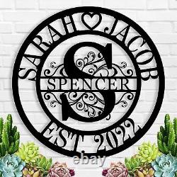 Personalized Family Name Metal Signs, Monogram Wall Decor, Custom Last Name Sign