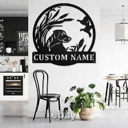 Personalized Labrador Dog Hunting Metal Name Sign, Custom Name Wall Art Décor