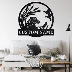 Personalized Labrador Dog Hunting Metal Name Sign, Custom Name Wall Art Décor